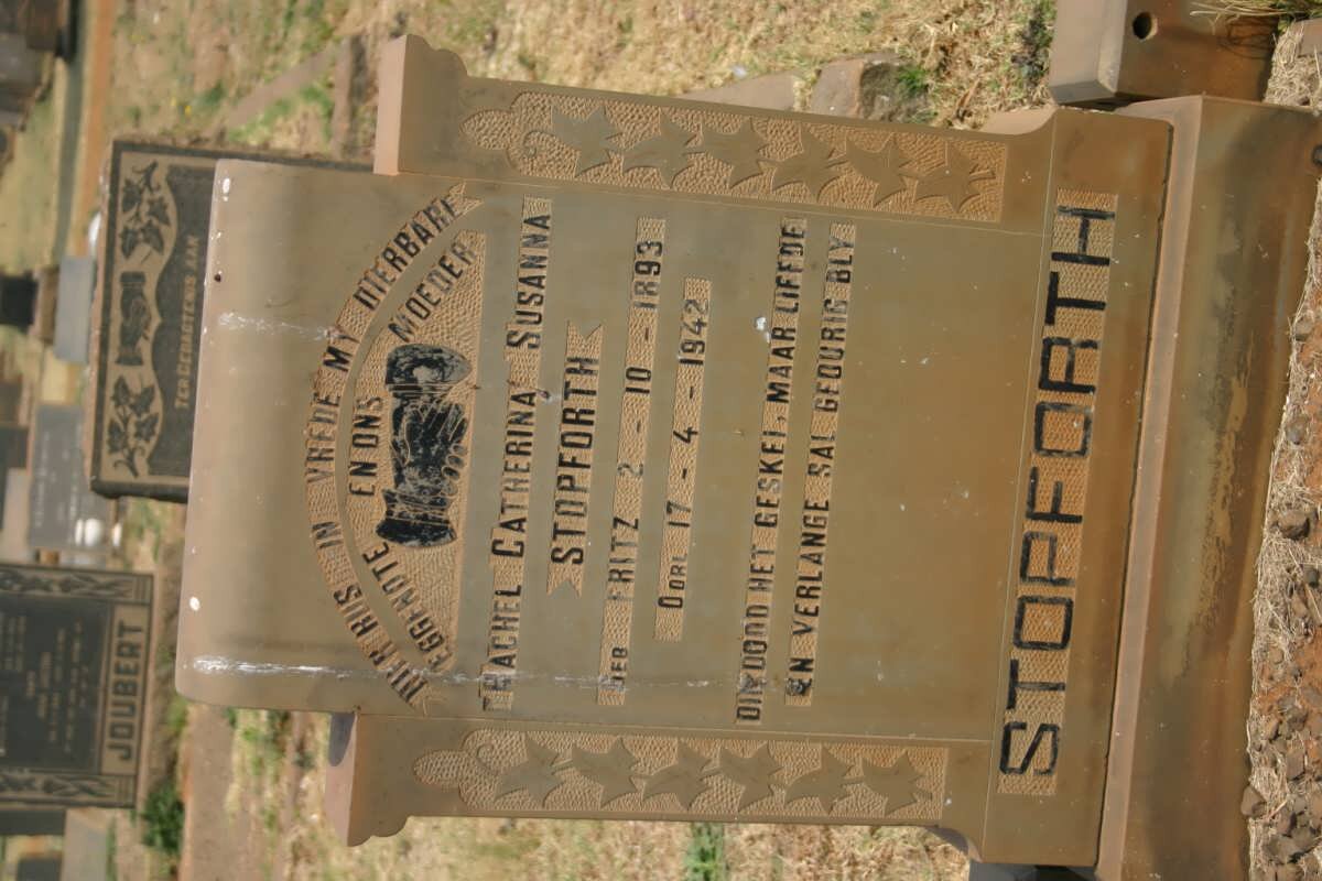 STOPFORTH Rachel Catherina Susanna nee FRITZ 1893-1942