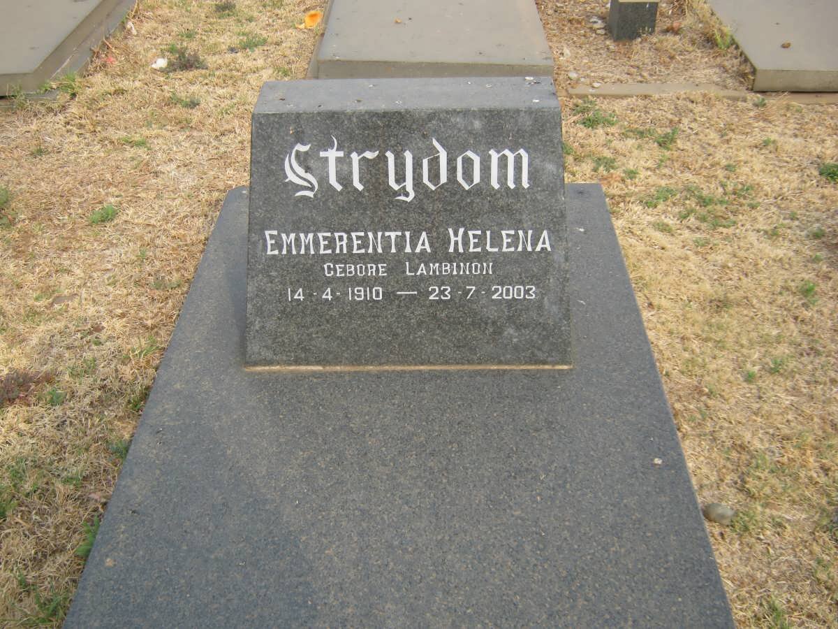 STRYDOM Emmerentia Helena nee LAMBINON 1910-2003
