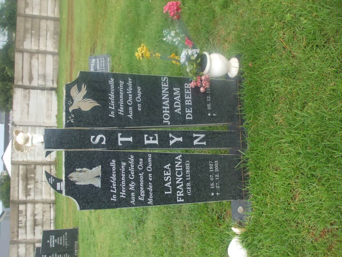STEYN Johannes Adam de Beer 192?- &amp; Lasea Francina LUBBE 1927-2003