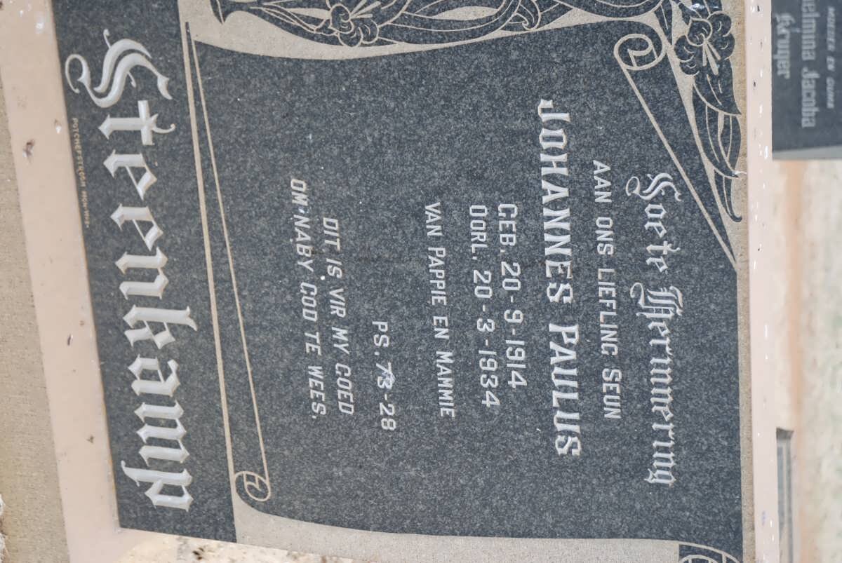 STEENKAMP Johannes Paulus 1914-1934