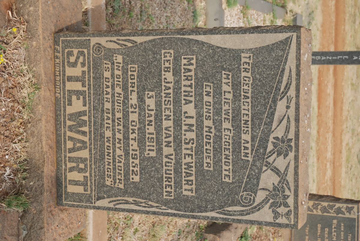 STEWART Martha J.M. nee JANSEN VAN VUUREN 1911-1952