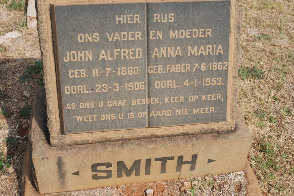 SMITH John Alfred 1860-1906 &amp; Anna Maria FABER 1862-1953