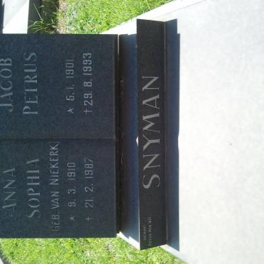 SNYMAN Jacob Petrus 1901-1993 &amp; Anna Sophia VAN NIEKERK 1910-1987