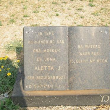 TOIT Jacobus F., du 1912-1975 &amp; Aletta J. BEZUIDENHOUT 1912-1996