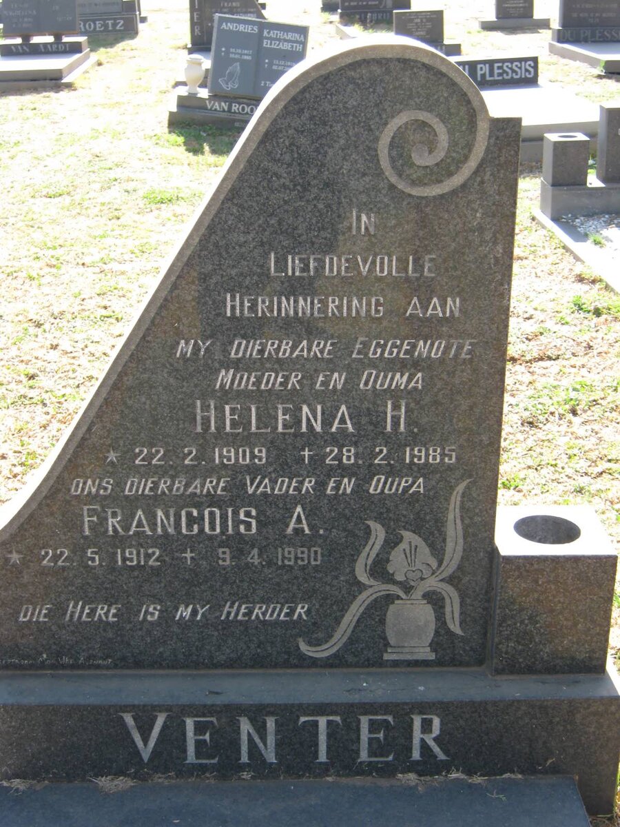 VENTER Francois A. 1912-1990 &amp; Helena H. 1909-1985