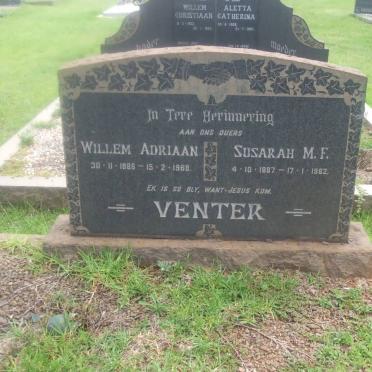 VENTER Willem Adriaan 1886-1968 &amp; Susarah M.F. 1887-1962