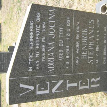VENTER Hendrik Stephanus 1914-1997 &amp; Adriana Jocina DU TOIT 1914-1994
