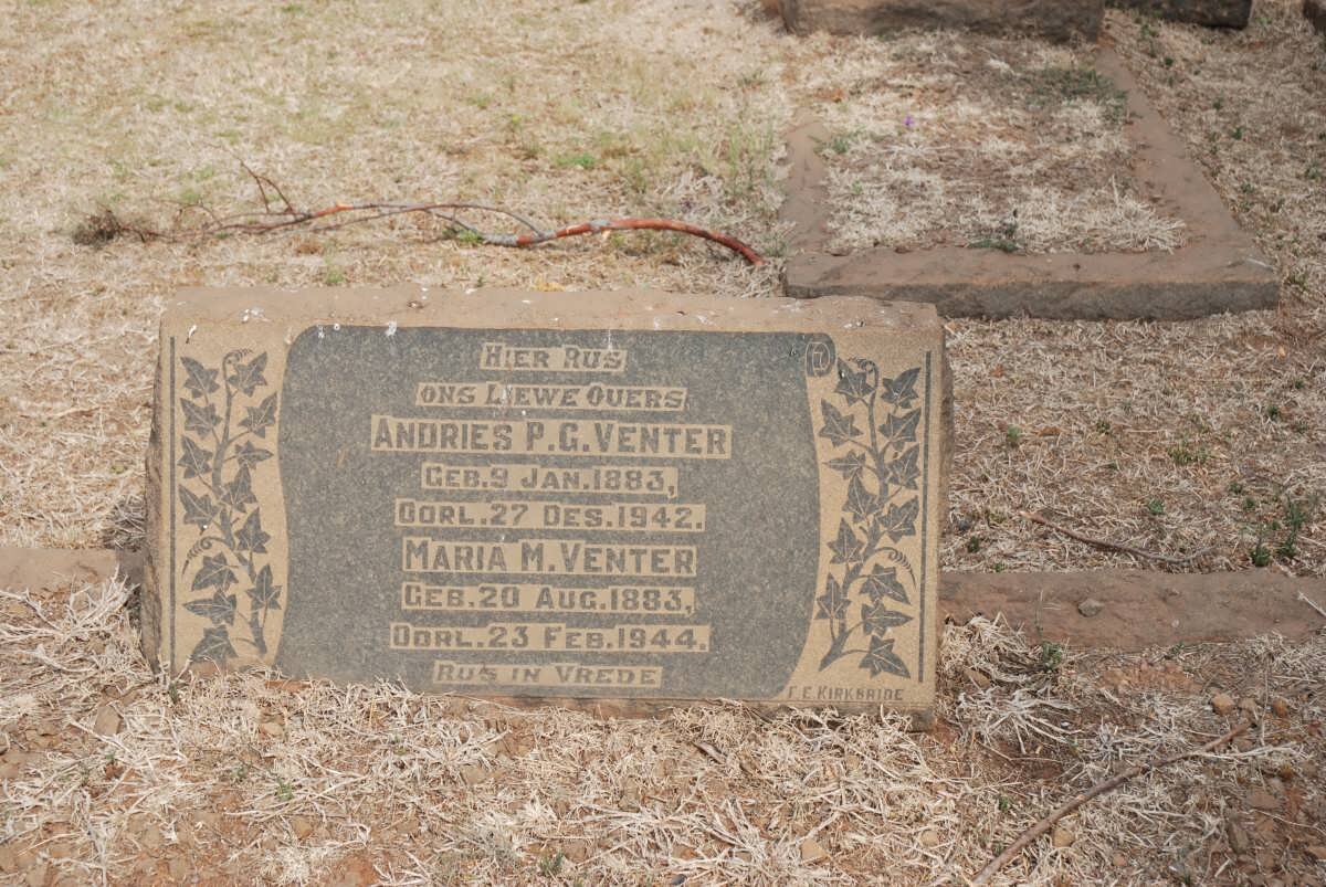 VENTER Andries P.G. 1883-1942 &amp; Maria M. 1883-1944