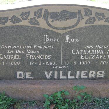 VILLIERS Gabriël Francios, de 1886-1960 &amp; Catharina Maria Elizabeth 1889-1983