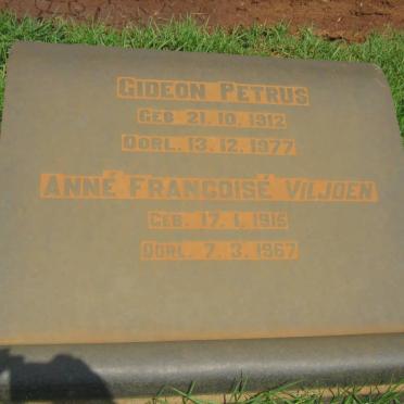 VILJOEN Gideon Petrus 1912-1977 &amp; Anné Francoisé 1915-1967