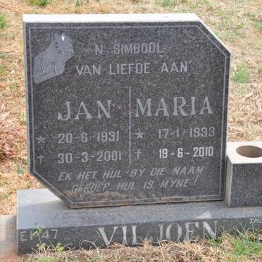 VILJOEN Jan 1931-2001 &amp; Maria 1933-2010