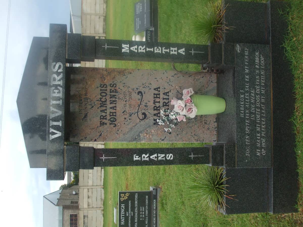 VIVIERS Francois Johannes 1957-2007 &amp; Martha Maria 1963-