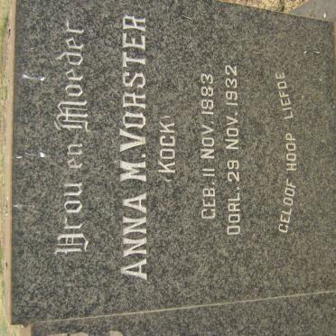 VORSTER Anna M. nee KOCK 1883-1932