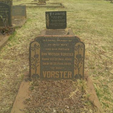 VORSTER Ann nee WATSON 1892-1949