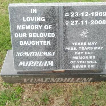 VUMENDHLENI Nomathemba Mirriam 1969-2008