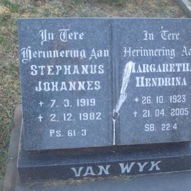 WYK Stephanus Johannes, van 1919-1982 &amp; Margaretha Hendrina 1923-2005