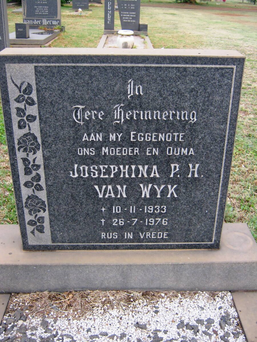 WYK Josephina P. H., van 1933-1976