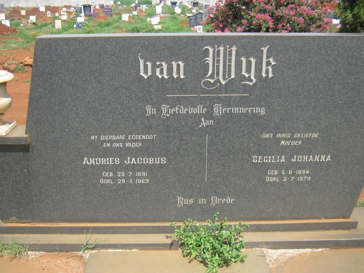 WYK Andries Jacobus, van 1891-1969 &amp; Cecilia Johanna 1894-1979