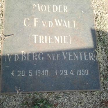 WALT C.F., van der formerly V.D. BERG nee VENTER 1940-1990