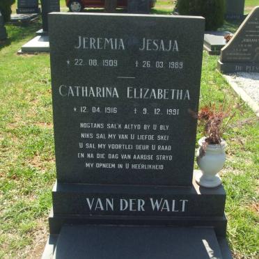 WALT Jeremia Jesaja, van der 1909-1989 &amp; Catharina Elizabeth 1916-1991