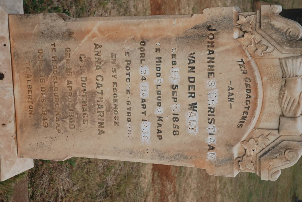 WALT Johannes Christiaan, van der 1858-1930 &amp; Anna Catharina DUVENHAGE 1860-1949