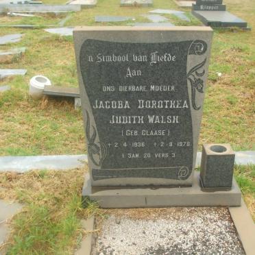WALSH Jacoba Dorothea Judith nee CLAASE 1936-1978