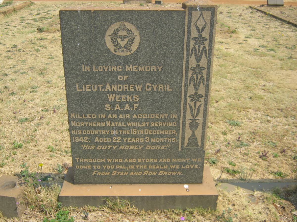 WEEKS Andrew Cyril -1942