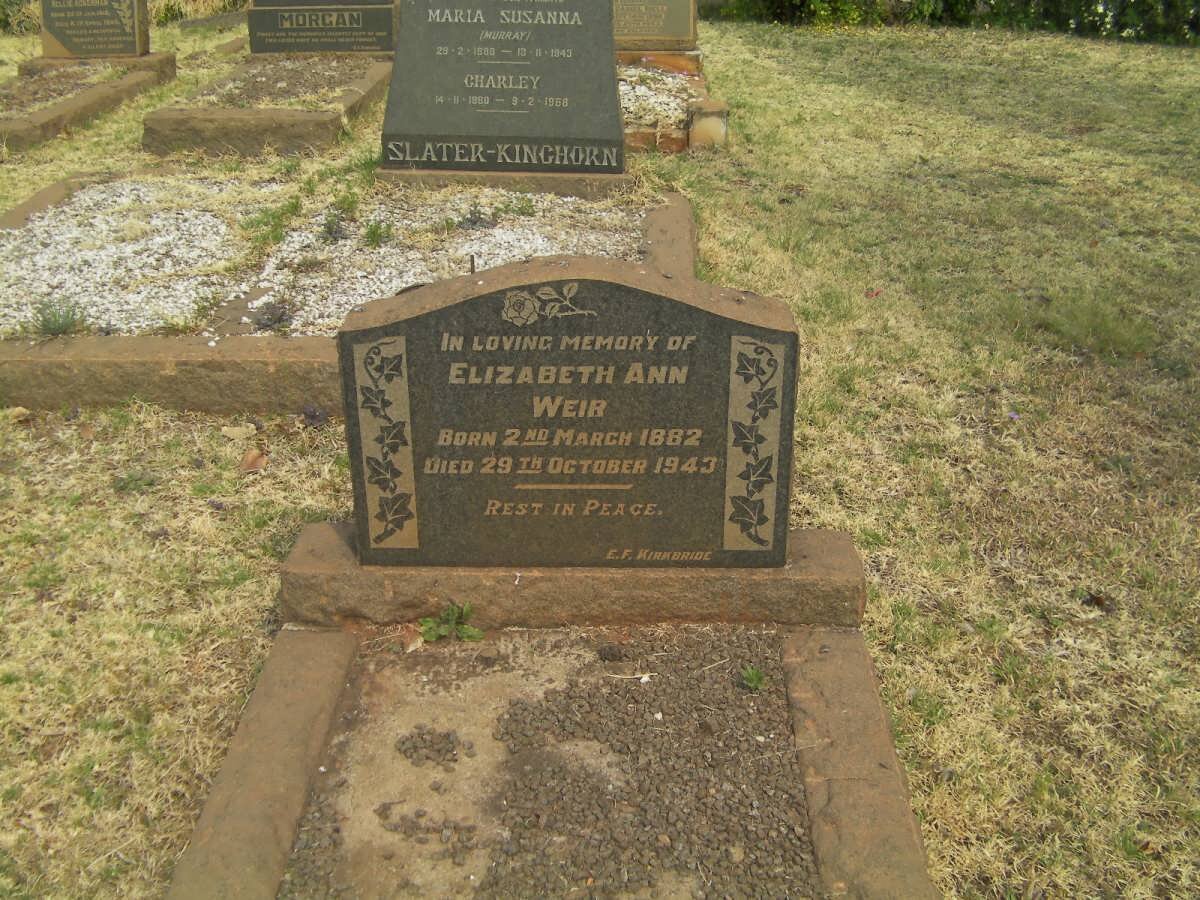 WEIR Elizabeth Ann 1882-1943