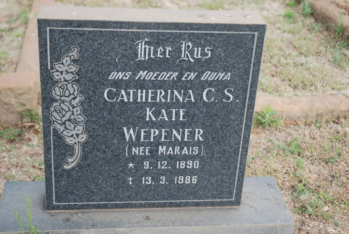 WEPENER Catherina C.S. nee MARAIS 1890-1986