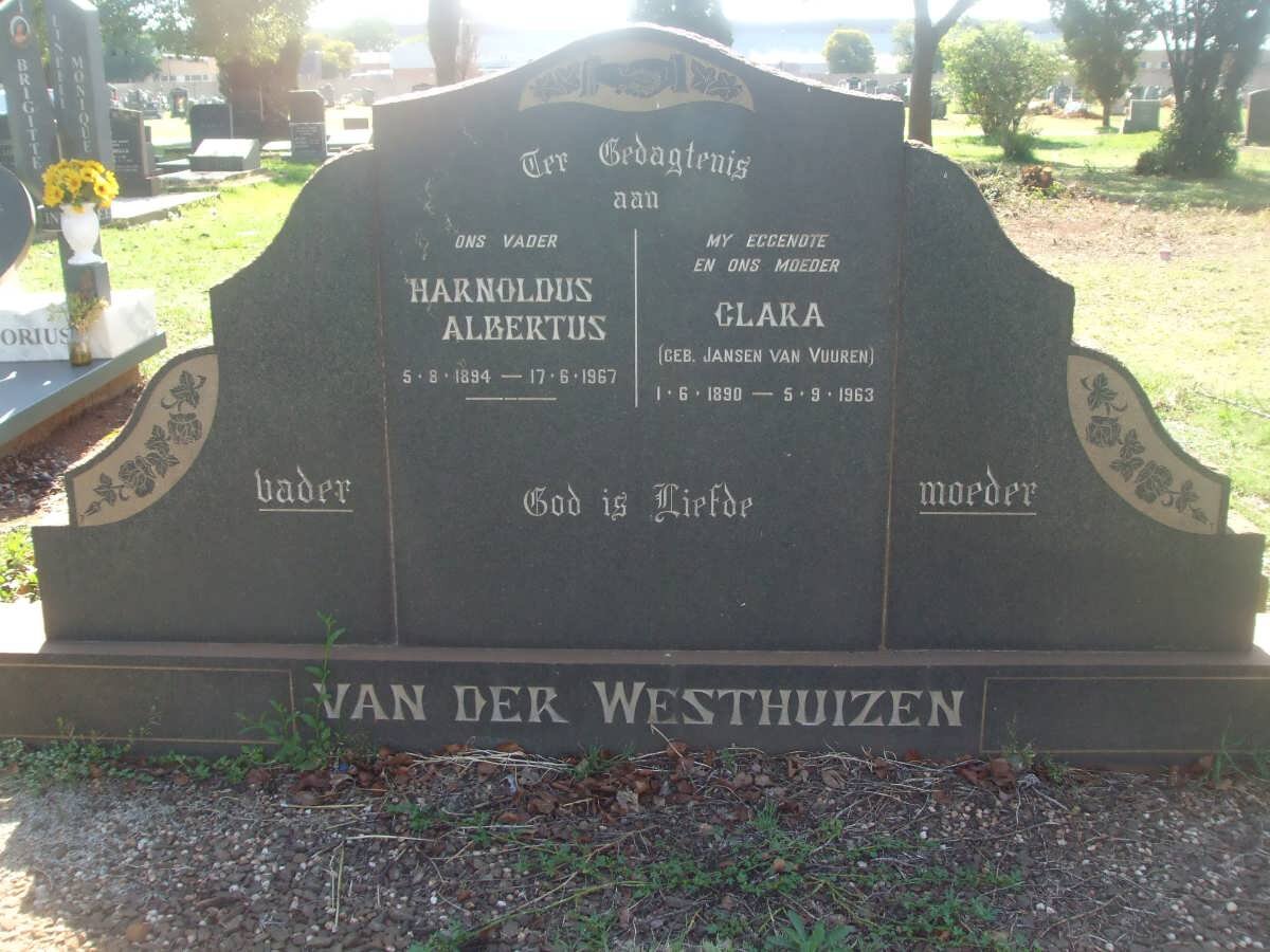 WESTHUIZEN Harnoldus Albertus, van der 1894- 1967 &amp; Clara JANSEN VAN VUUREN 1890-1963