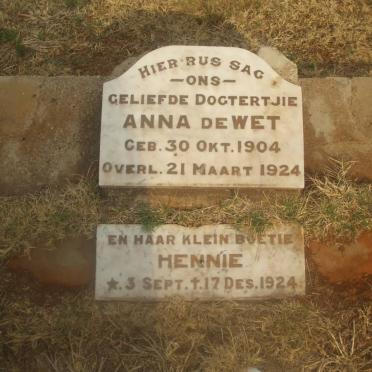 WET Anna, de 1904-1924 :: DE WET Hennie 1924-1924