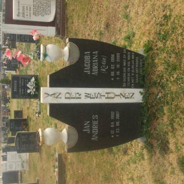 WESTHUIZEN Jan Andries, van der 1952-2007 &amp; Jacoba Adriana 1956-2000