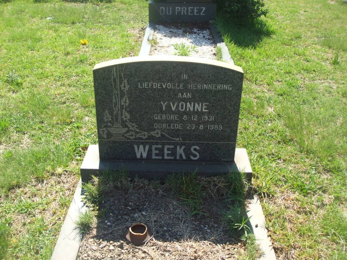 WEEKS Yvonne 1931-1989