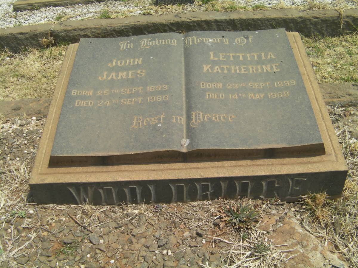 WOOLDRIDGE John James 1893-1966 &amp; Letitia Katherine 1899-1968