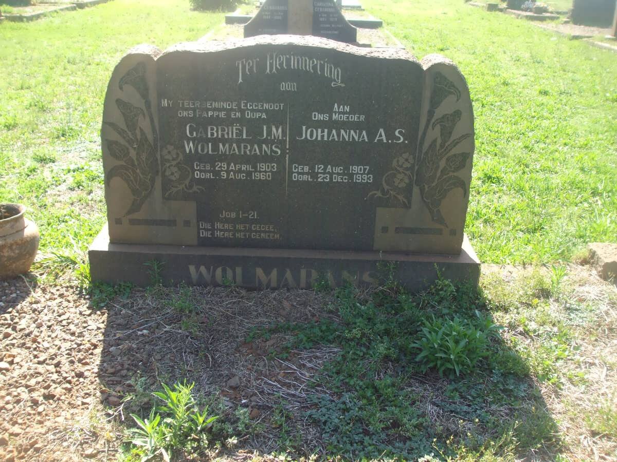 WOLMARANS Gabriël J.M. 1903-1960 &amp; Johanna A.S. 1907-1993
