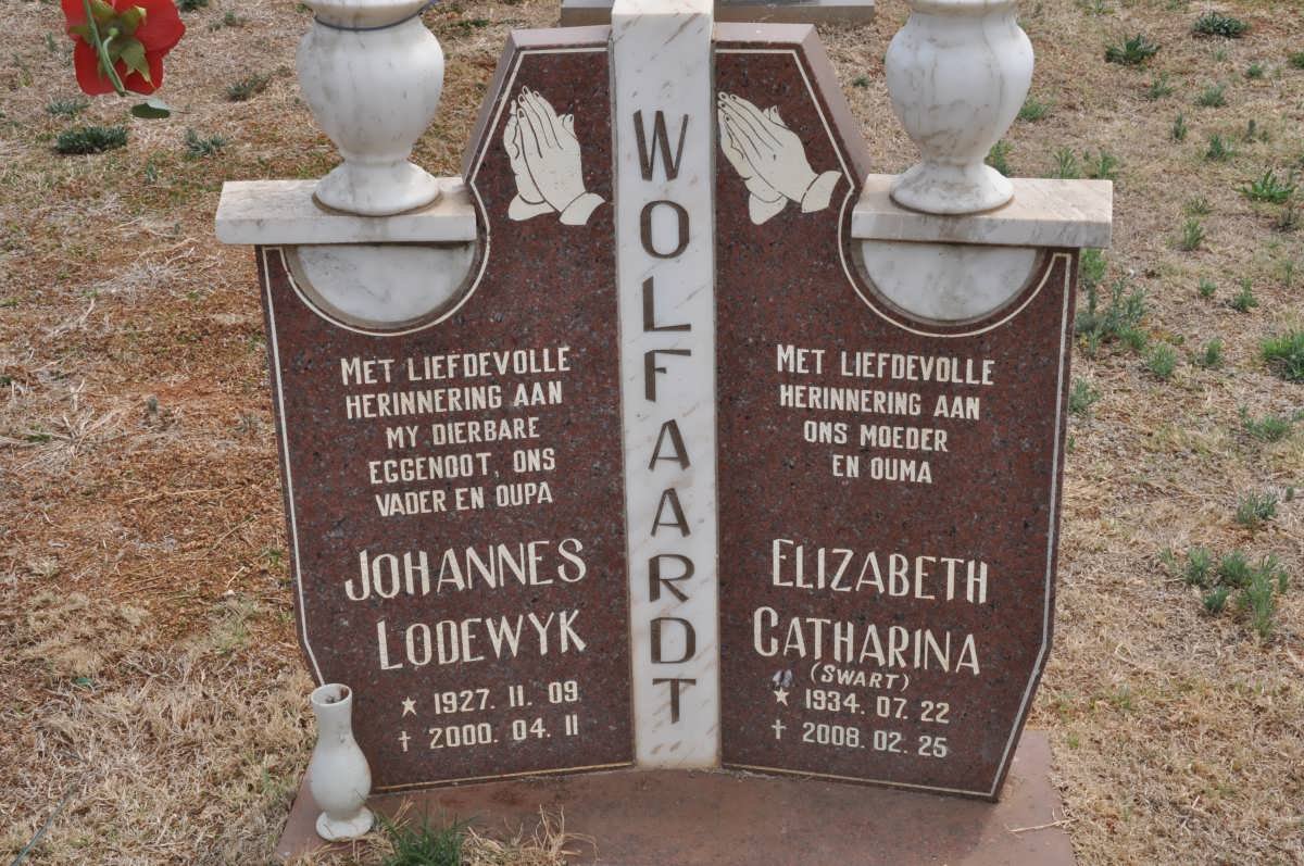 WOLFAARDT Johannes Lodewyk 1927-2000 &amp; Elizabeth Catharina SWART 1934-2008