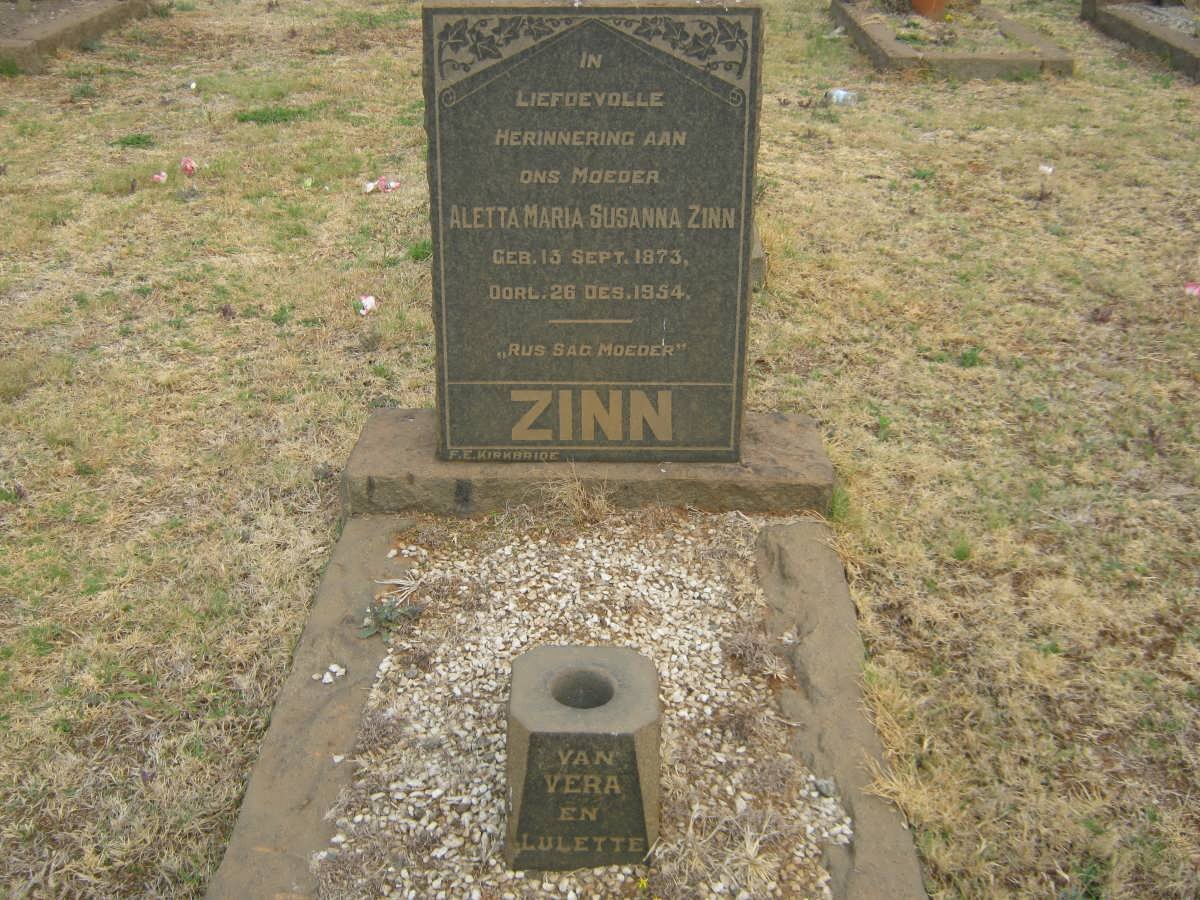 ZINN Aletta Maria Susanna 1873-1954