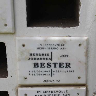 BESTER Hendrik Johannes 1943-2012 &amp; Joy 1942-