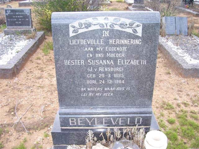 BEYLEVELD Hester Susanna Elizabeth nee J.V. RENSBURG 1895-1964