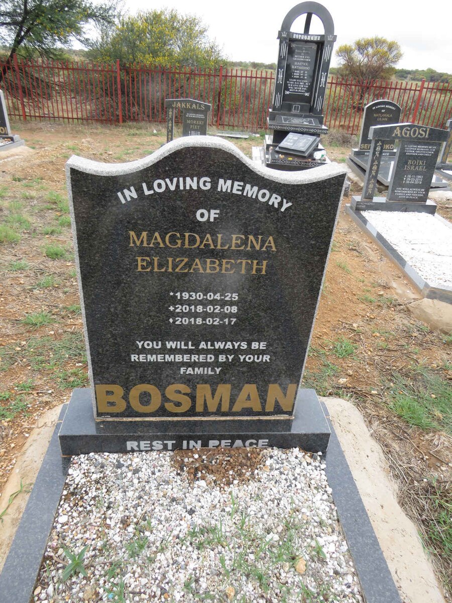 BOSMAN Magdalena Elizabeth 1930-2018