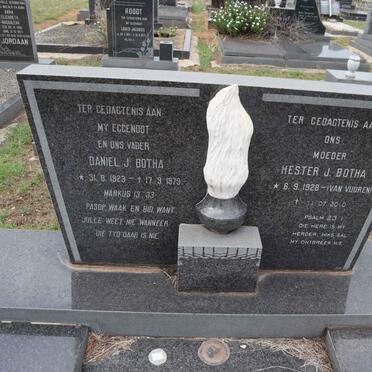 BOTHA Daniel J. 1923-1979 & Hester J. VAN VUUREN 1928-2010