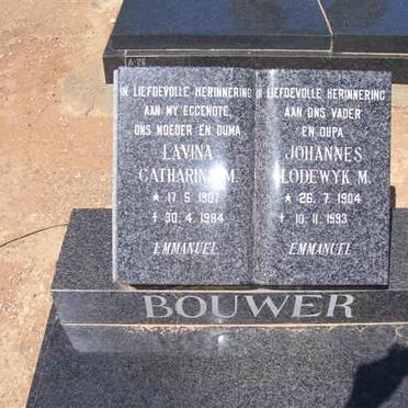 BOUWER Johannes Lodewyk M. 1904-1993 &amp; Lavina Catharina M. 1907-1984