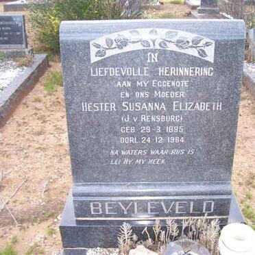 BEYLEVELD Hester Susanna Elizabeth nee J.V. RENSBURG 1895-1964