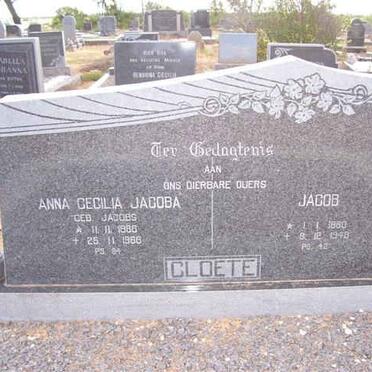 CLOETE Jacob 1880-19?8 &amp; Anna Cecilia Jacoba JACOBS 1886-1966