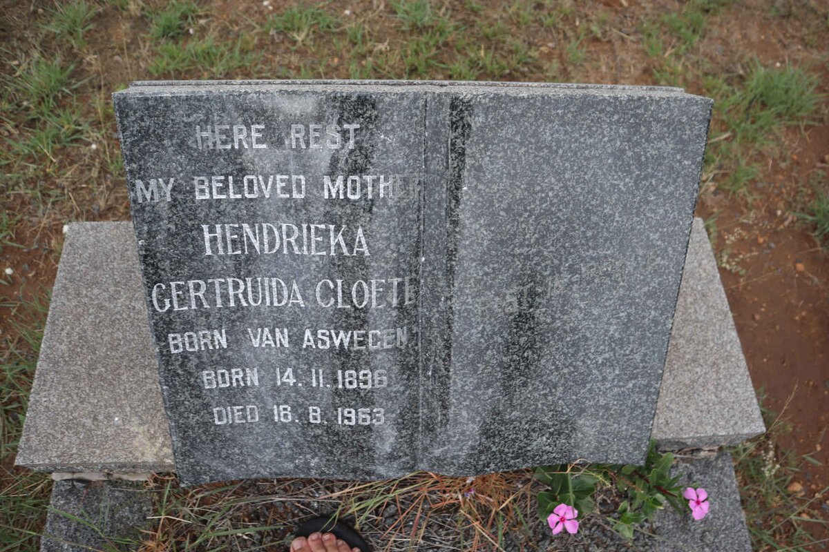CLOETE Hendrieka Gertruida nee VAN ASWEGEN 1896-1963