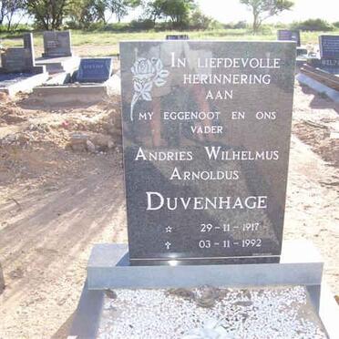 DUVENHAGE Andries Wilhelmus Arnoldus 1917-1992