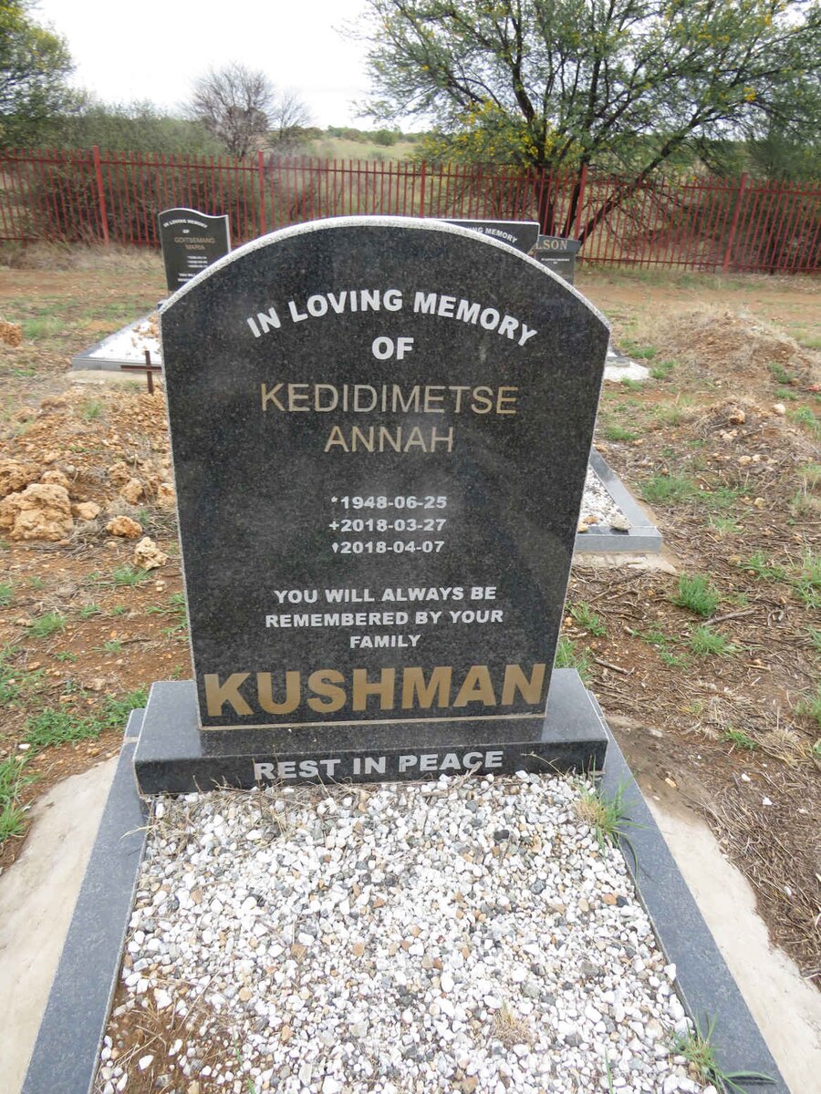 KUSHMAN Kedidimetse Annah 1948-2018