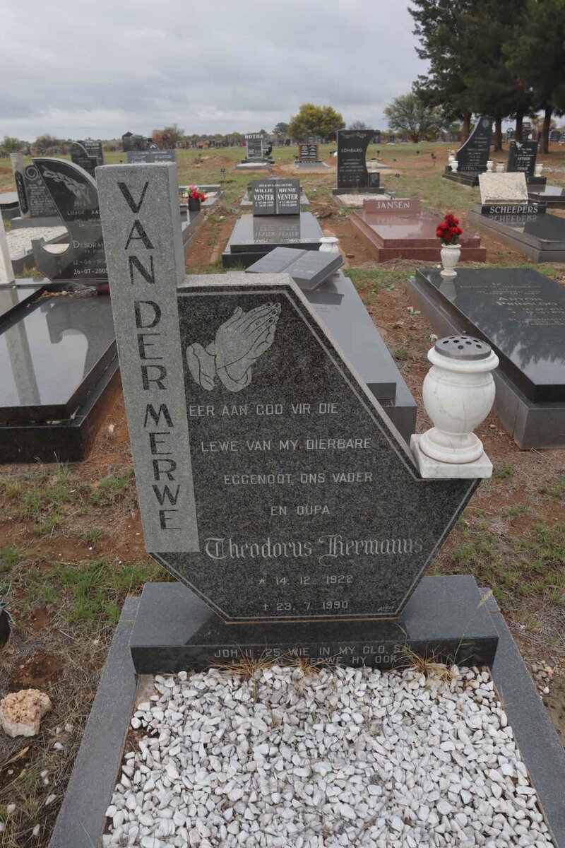 MERWE Theodorus Hermanus, van der 1922-1990