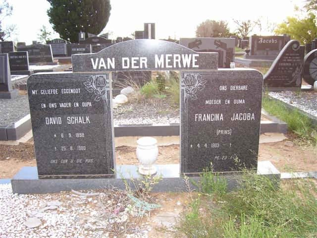 MERWE David Schalk, van der 1898-1980 &amp; Francina Jacoba PRINS 1903-??