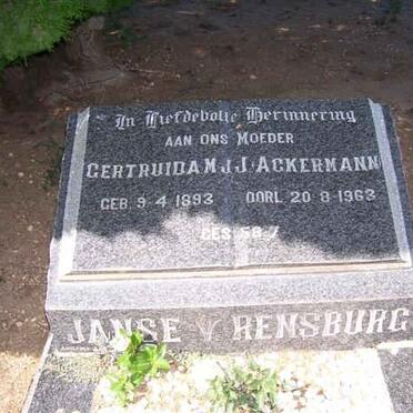 RENSBURG Gertruida M.J.J., Janse van nee ACKERMANN 1893-1963